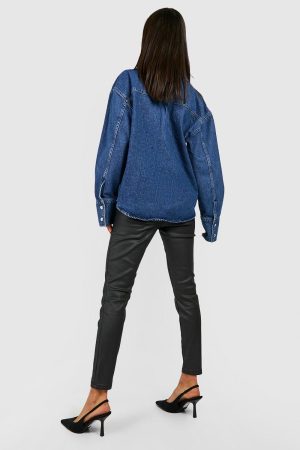 Coated 5 Pocket High Waisted Skinny Jeans