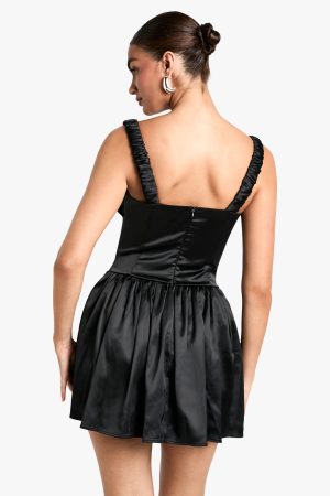 Satin Milkmaid Mini Dress