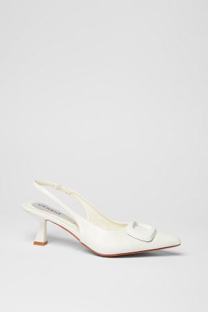 Bridal Sugar Brooch Detail Pointed Singback Stiletto Heeled Court Shoes