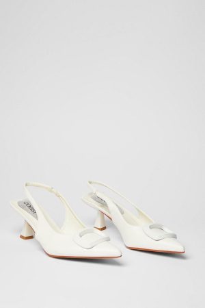 Bridal Sugar Brooch Detail Pointed Singback Stiletto Heeled Court Shoes