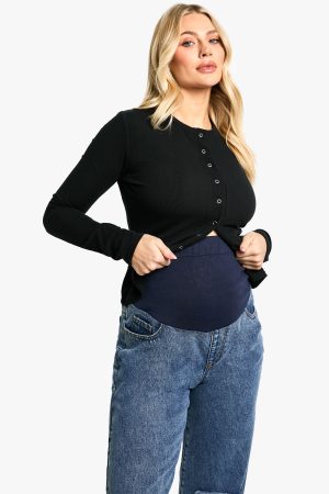 Maternity Over The Bump Ripped Knee Boyfriend Jeans