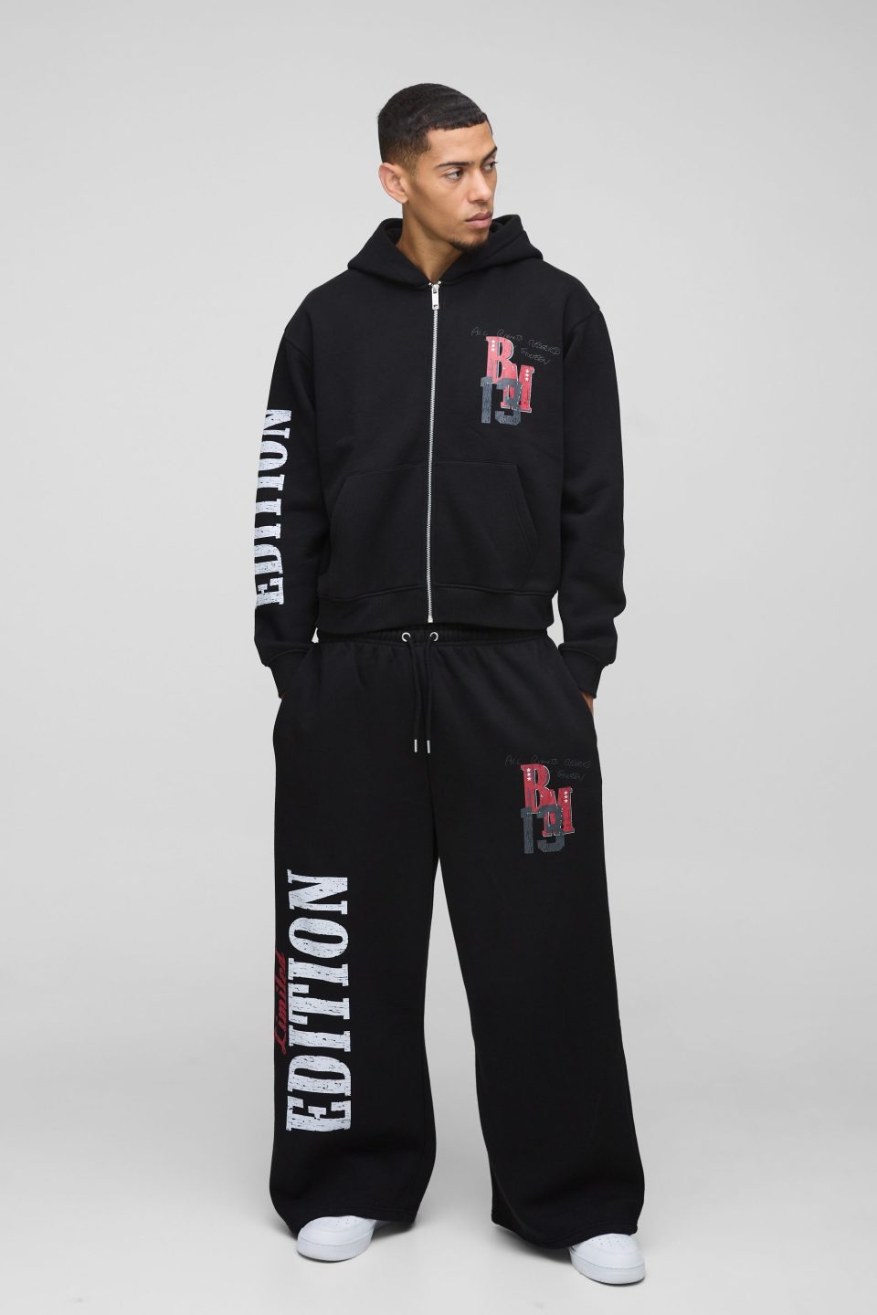 Oversized Boxy Zip Thru and Extreme Wide Leg Moto Tracksuit