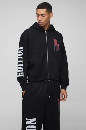 Oversized Boxy Zip Thru and Extreme Wide Leg Moto Tracksuit