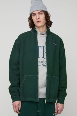 Tall L’Homme Contrast Stitch Relaxed Fit Twill Track Jacket