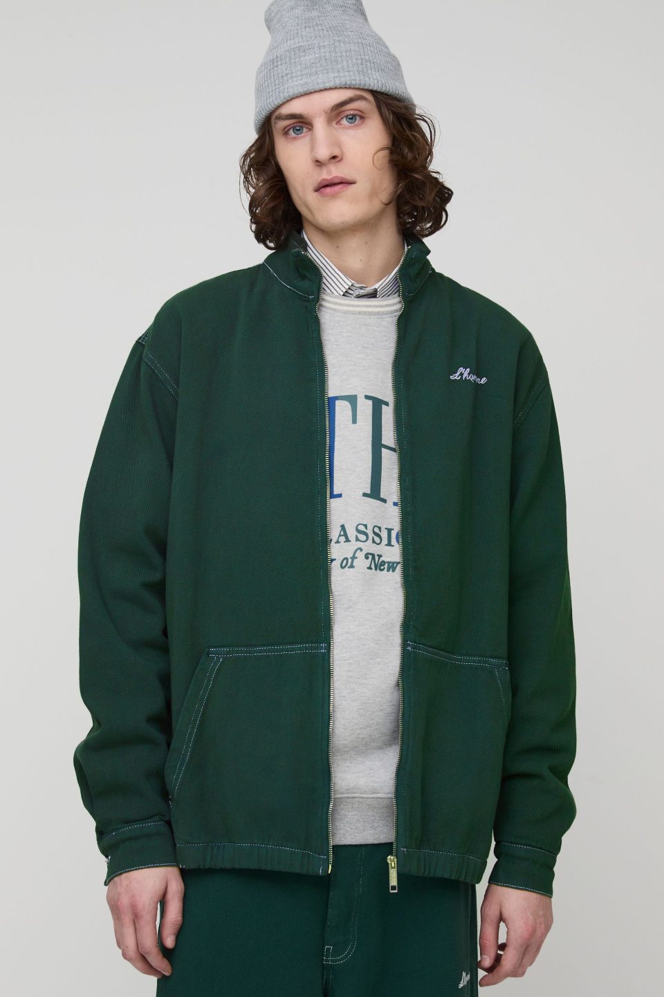 Tall L'Homme Contrast Stitch Relaxed Fit Twill Track Jacket