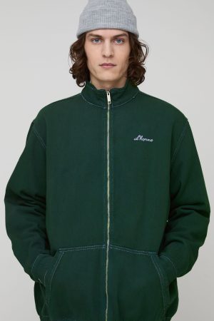 Tall L’Homme Contrast Stitch Relaxed Fit Twill Track Jacket
