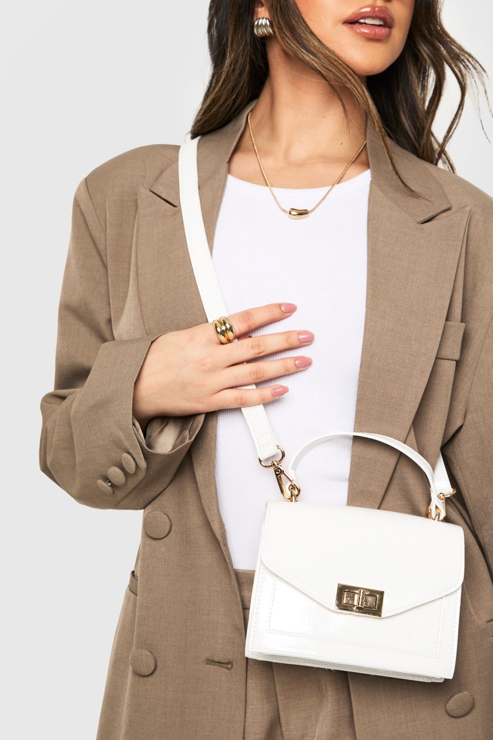 Structured Patent Cross Body Bag
