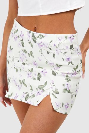 Floral Bengaline Mini Skirt