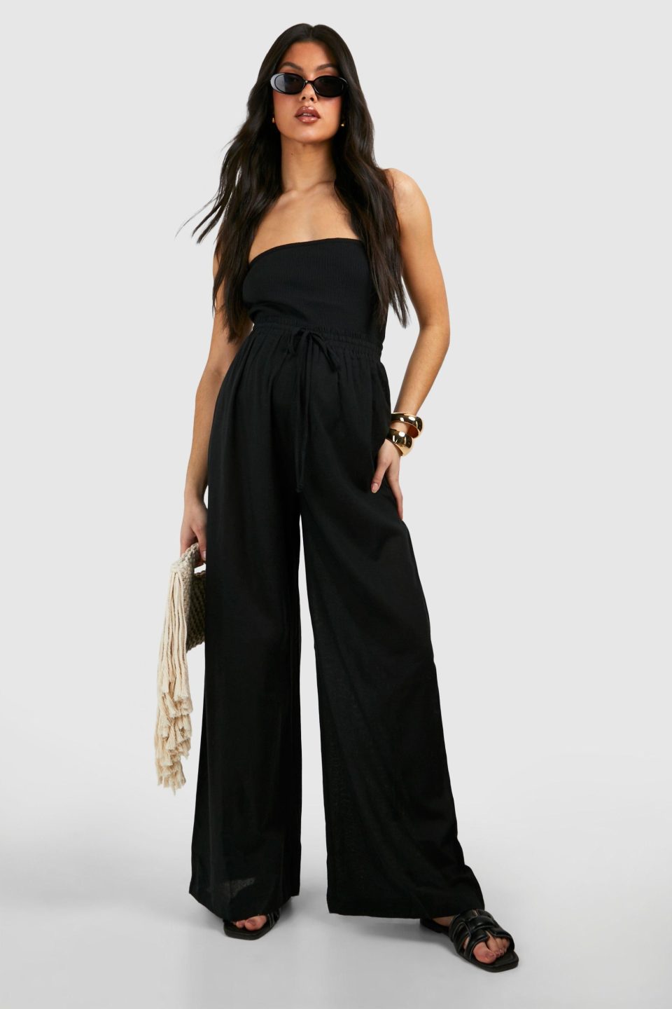 Maternity Linen Look Straight Leg Trouser