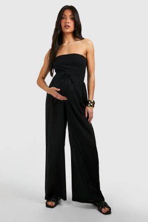 Maternity Linen Look Straight Leg Trouser