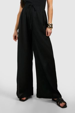 Maternity Linen Look Straight Leg Trouser