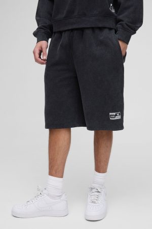 Oversized Washed Printed Shorts
