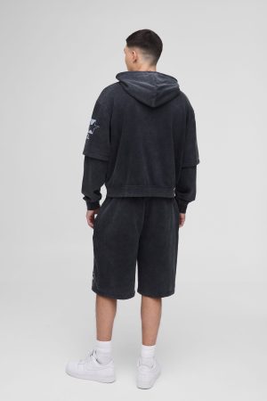 Oversized Washed Printed Shorts