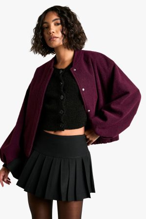 Tall Boucle High Neck Cardigan