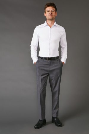 White Skinny Fit Long Sleeve Easy Iron Shirt