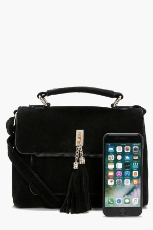 Suedette Tassel Crossbody Bag