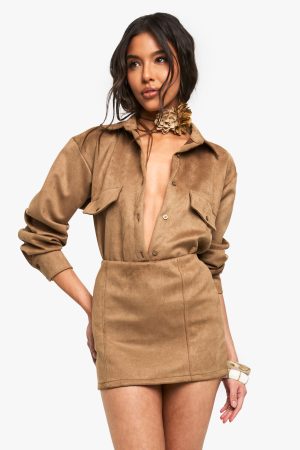 Suede Look Mini Skirt
