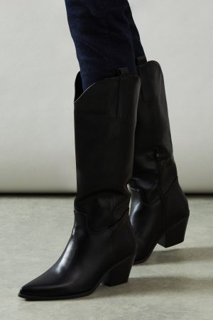 Hale Faux Leather Western Cowboy Boots