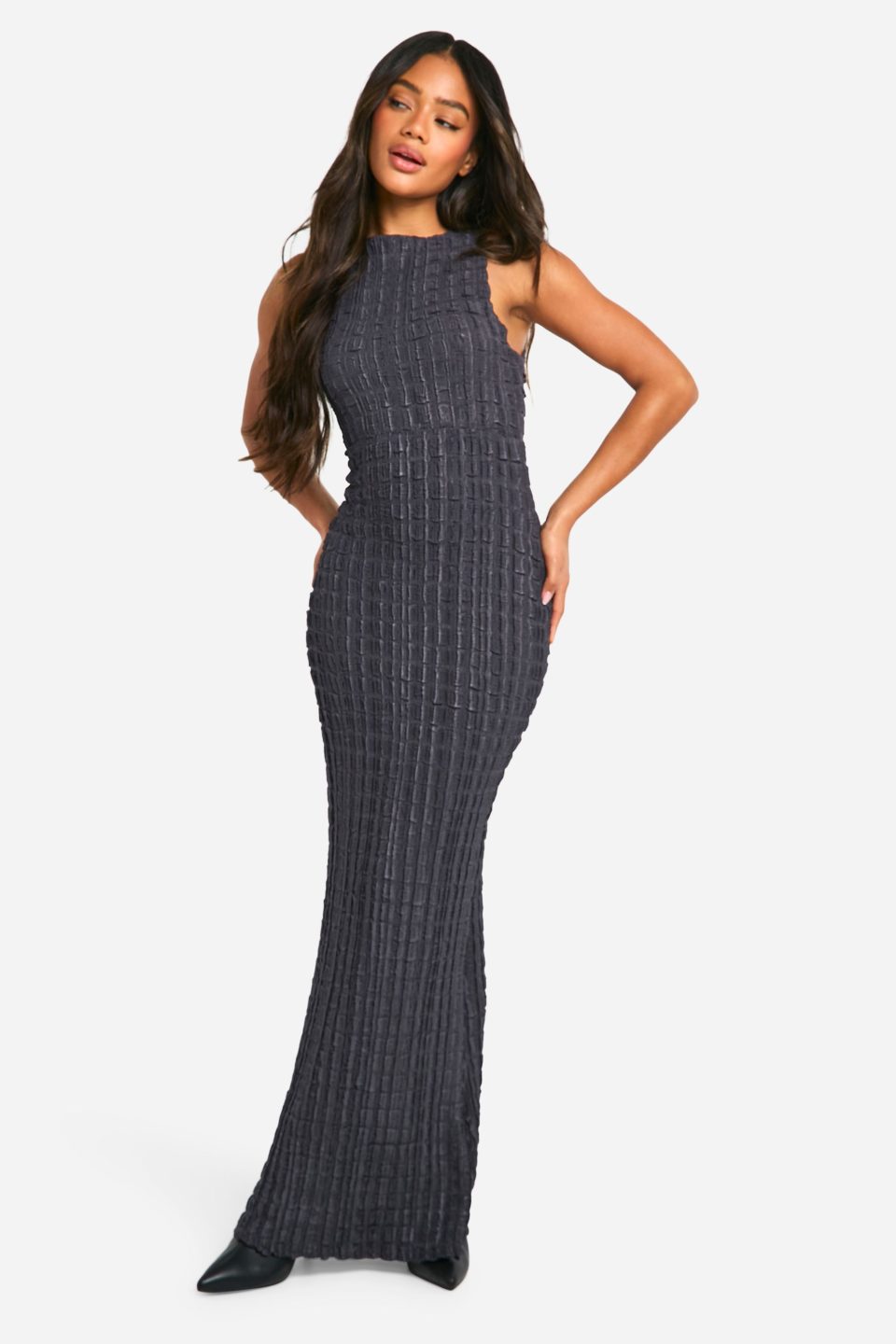 Textured Sleeveless Maxi Dress