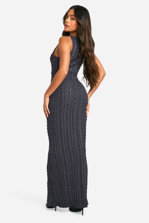 Textured Sleeveless Maxi Dress