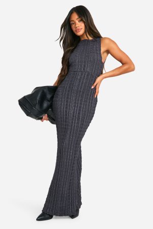 Textured Sleeveless Maxi Dress