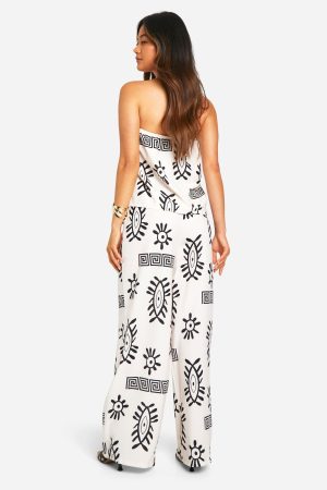 Hammered V Hem Boho Bandeau & Wide Leg Trousers