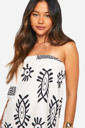 Hammered V Hem Boho Bandeau & Wide Leg Trousers