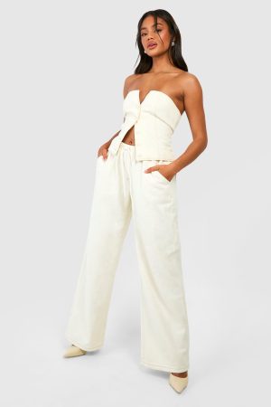 Low Rise Elasticated Drawstring Waist Baggy Boyfriend Jeans