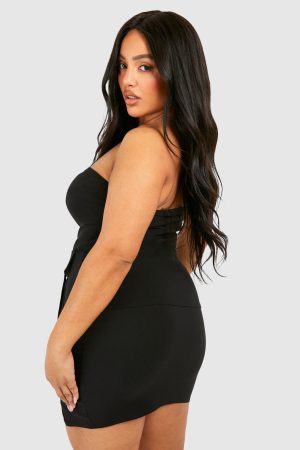 Plus Bandeau Zip Up Pocket Detail Top