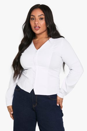 Plus Cinched Hook And Eye Top
