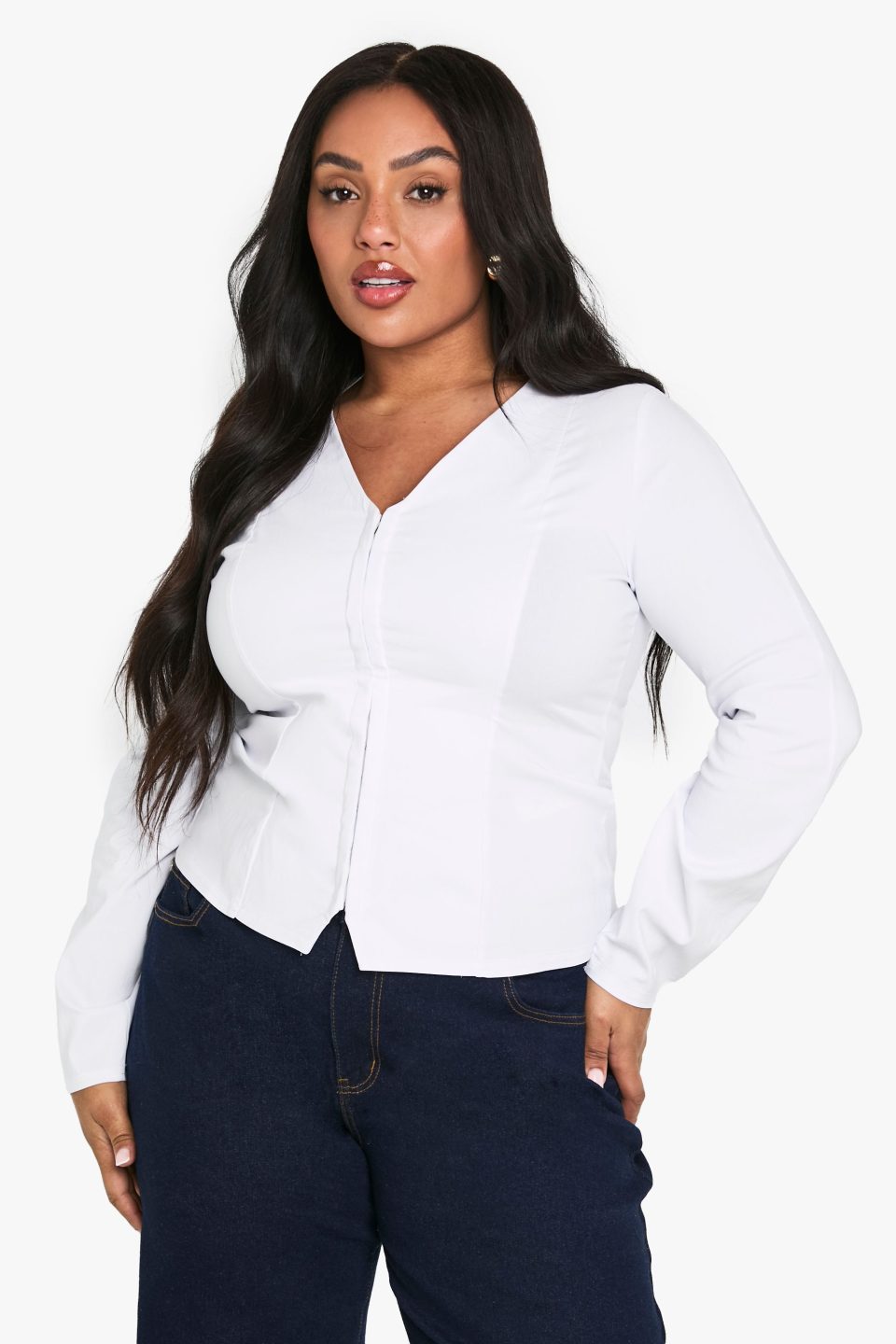 Plus Cinched Hook And Eye Top