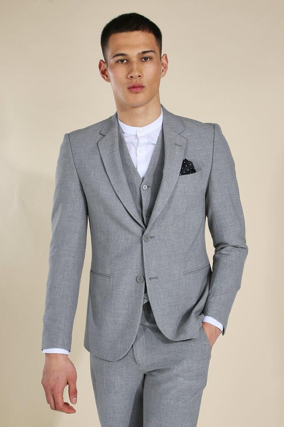 Skinny Grey Single Breasted Jacket