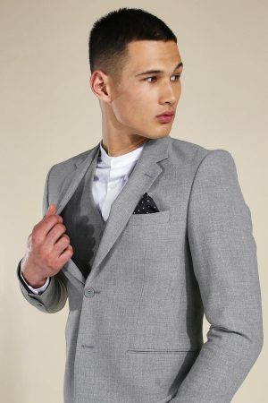 Skinny Grey Single Breasted Jacket