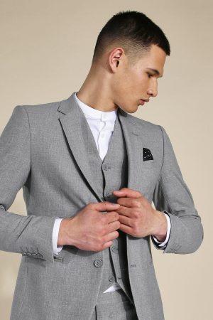 Skinny Grey Single Breasted Jacket