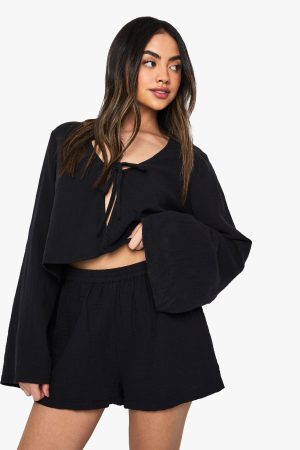 Cheesecloth Elasticated Waist Shorts