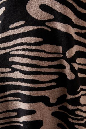 Animal High Neck Knitted Poncho