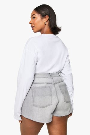 Plus Raw Hem Denim Short