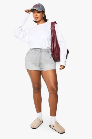 Plus Raw Hem Denim Short