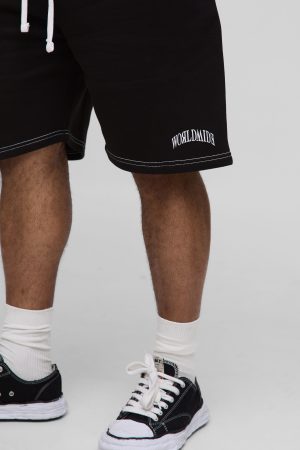 Plus Relaxed Worldwide Contrast Stitch Short