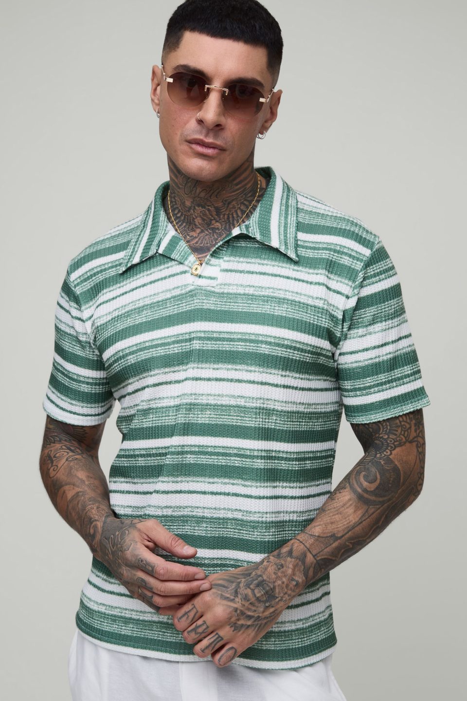 Tall Slim Revere Abstract Textured Polo