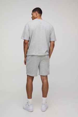 Oversized Boxy Homme Printed Embossed T-Shirt & Short Set