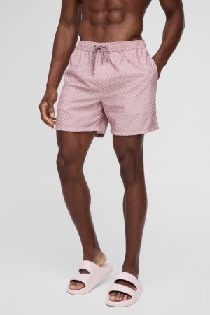 Mid Length Checkerboard Swim Short