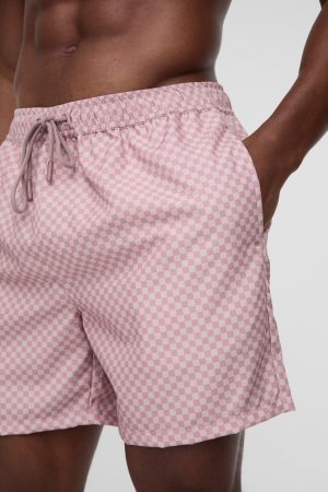Mid Length Checkerboard Swim Short