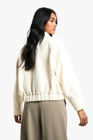 Textured Wool Look Bomber Jacket