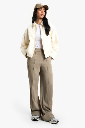 Textured Wool Look Bomber Jacket