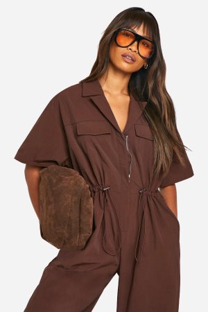 Cargo Woven Utility Jumpsuit