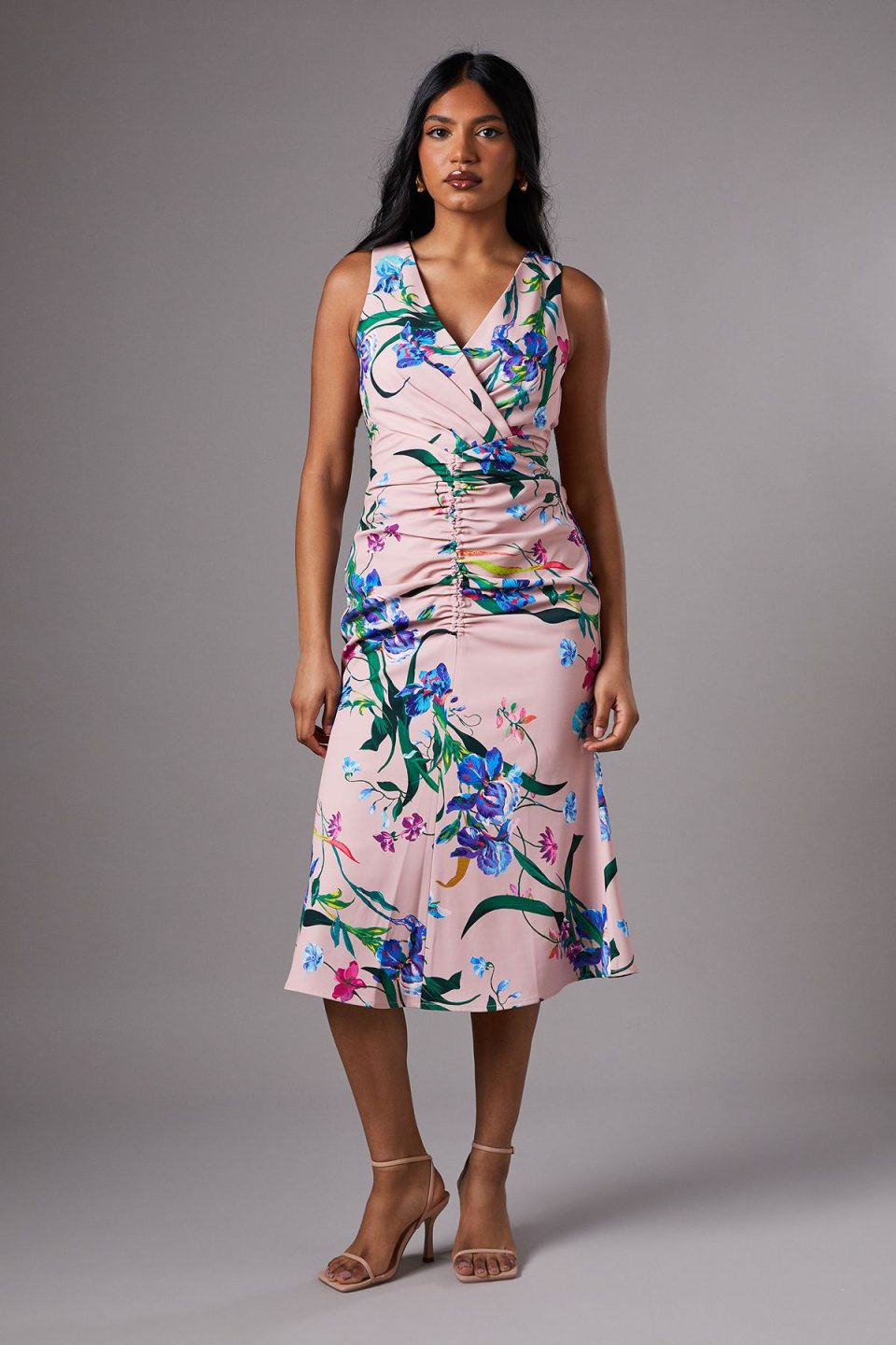 Petite Printed Ruched Slinky Dress