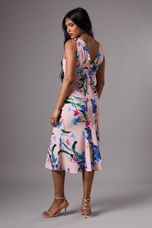 Petite Printed Ruched Slinky Dress