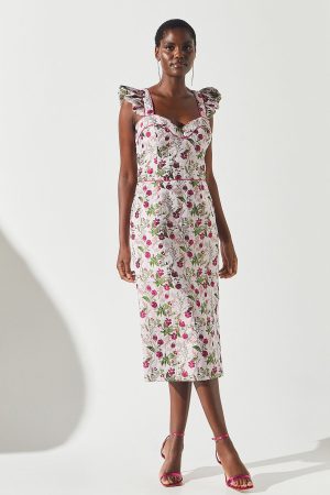 Sweetheart Neck Jacquard Dress
