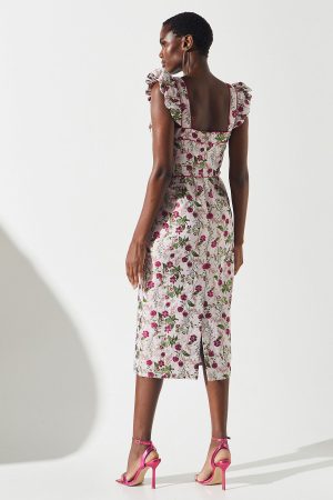 Sweetheart Neck Jacquard Dress